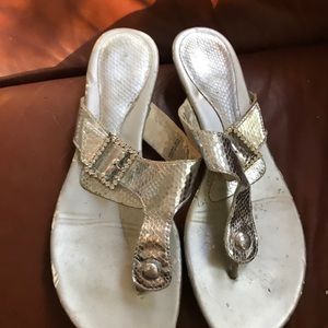 Kenneth Kole Reaction Silver Sandals